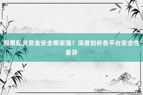 股票配资资金安全哪家强？深度剖析各平台安全性差异