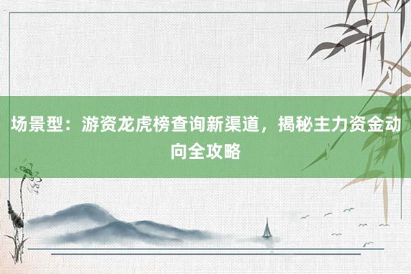 场景型：游资龙虎榜查询新渠道，揭秘主力资金动向全攻略