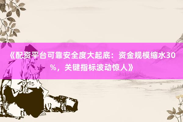 《配资平台可靠安全度大起底：资金规模缩水30%，关键指标波动惊人》