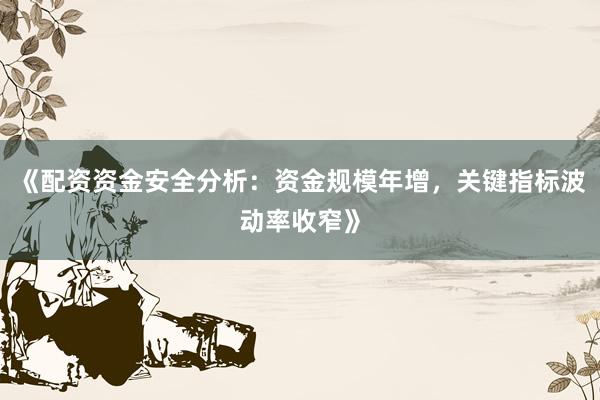 《配资资金安全分析：资金规模年增，关键指标波动率收窄》