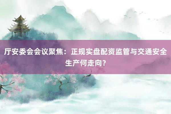 厅安委会会议聚焦:正规实盘配资监管与交通安全生产何走向?